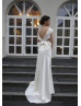 V Neck Ivory Satin Wedding Dress With Big Bow V Neck Ivory Satin Wedding Dress With Big Bow